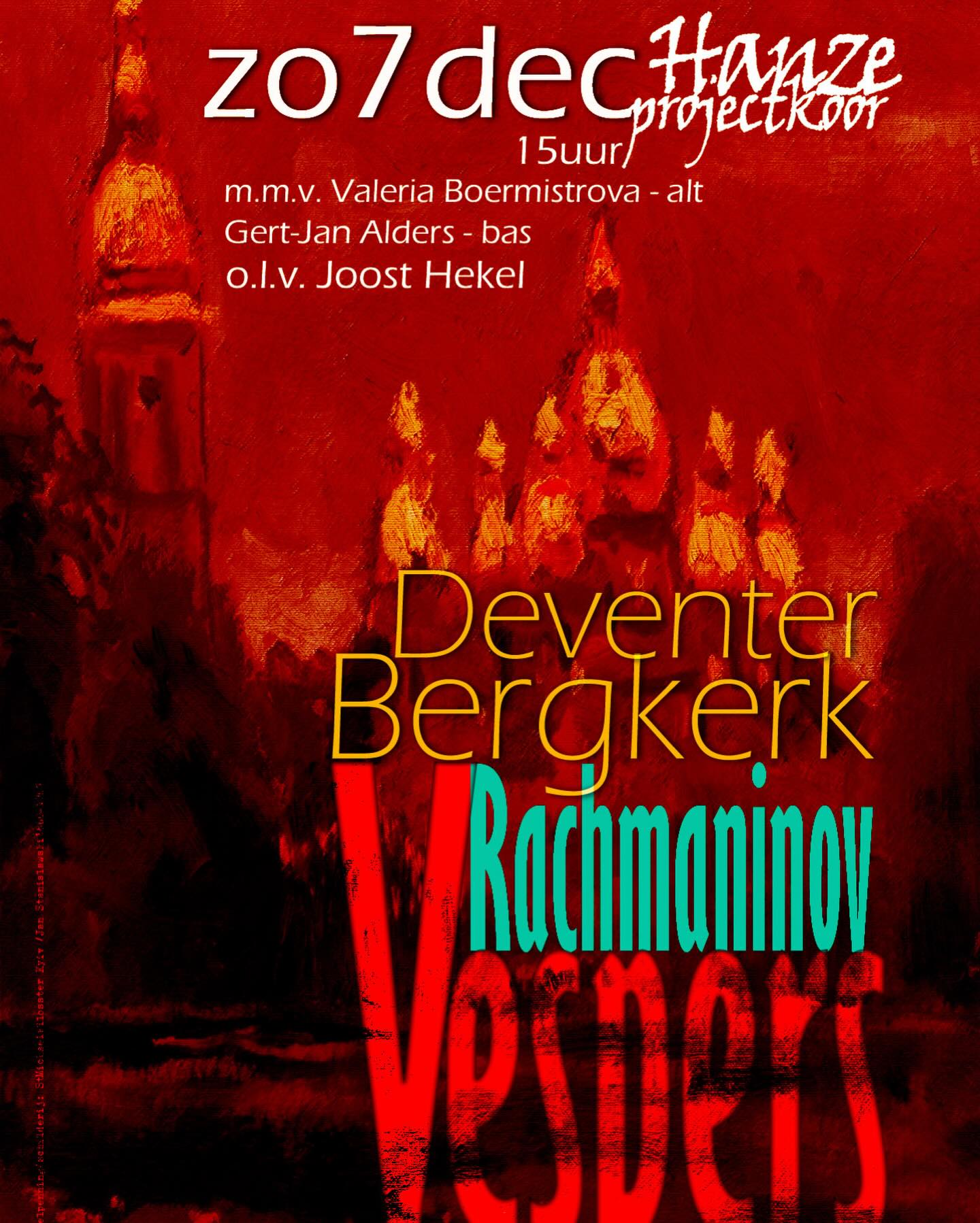 De kaartverkoop gaat hard, dus wees er snel bij als je wilt komen luisteren.
Zondag 7 december in de Bergkerk Deventer.  #rachmaninovvespers 

Www.hanzeprojecten.nl